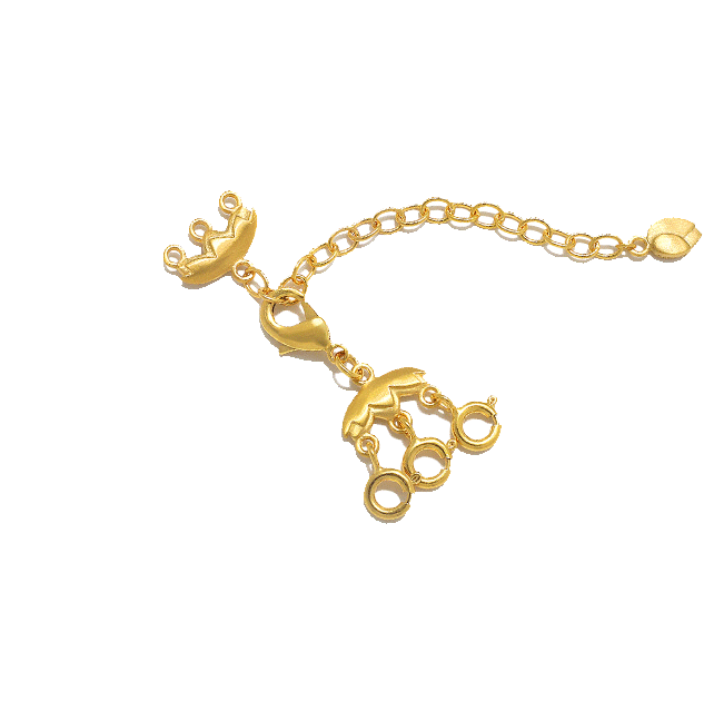 Another view of the 3-Necklace Layering Extension Chain in a bright gold finish, ideal for layering your favorite necklaces. This spiritual jewelry symbolizes the sun and moon, offering protection and meaning for those on their journey of manifestation and yoga.