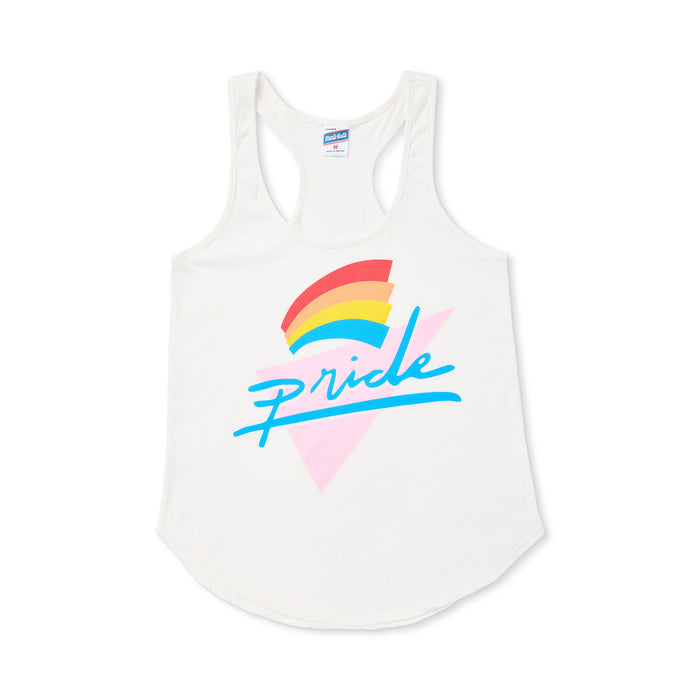 80's Pride Script White Tank, Charlie Hustle