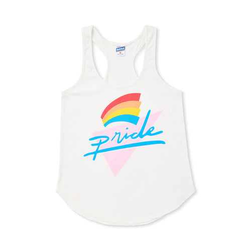 80's Pride Script White Tank, Charlie Hustle