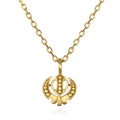 Adi Shakti Gold Necklace featuring a delicate design symbolizing power and balance, perfect for spiritual jewelry, meditation gifts, and yoga practices, making it a meaningful amulet for manifestation.