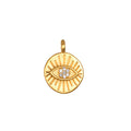 All Seeing Eye White Topaz Charm in 18kt gold plate, featuring a design that embodies protection and intuition. This spiritual jewelry piece is perfect for meditation and serves as a meaningful talisman for manifestation and creativity, making it ideal for those interested in zodiac symbolism and yoga.