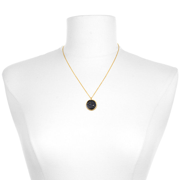 Stylish Aries Zodiac Necklace showcased on a mannequin, highlighting its gold chains and deep gemstone pendant. Ideal as spiritual jewelry, this piece is perfect for meditation gifts, embodying meaningful symbolism for yoga and manifestation.