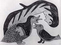 Bird Swallowing Transforming Fish