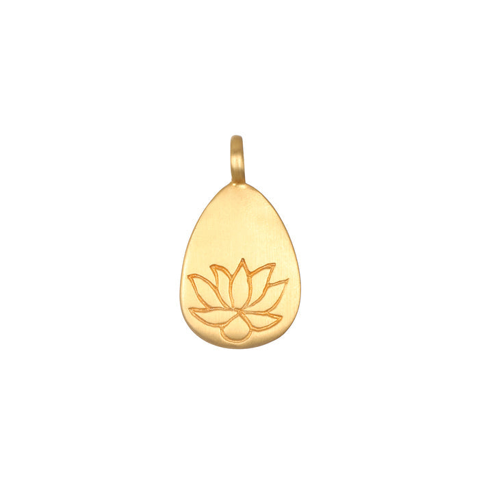 Blooming Lotus Charm featuring an 18kt gold plated design, symbolizing new beginnings and infinite potential. Ideal for spiritual jewelry, this charm serves as a meaningful talisman for meditation and manifestation practices.