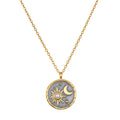 Celestial Birthstone Necklace - June featuring a sun and moon design on a gunmetal background, embellished with a pearl, embodying the essence of spiritual jewelry. This meaningful pendant serves as a talisman for manifestation, perfect for meditation, yoga, and enhancing protection in life. Perfect for those seeking connection with their zodiac and the universe.