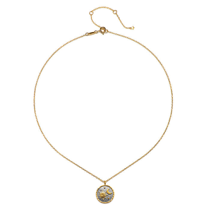 The Celestial Birthstone Necklace - November laying flat, highlighting its gold chain and pendant, ideal for wearing during yoga or as a talisman for spiritual protection.