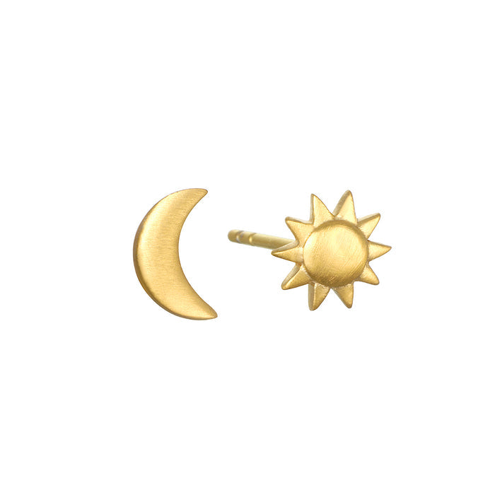 Celestial Light Moon and Sun Stud Earrings featuring a beautifully designed moon and sun; perfect spiritual jewelry for meditation, offering protection and meaning in your daily life with a touch of elegance.