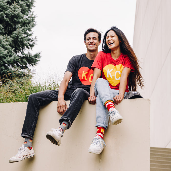 Charlie Hustle KC Heart Tee - Charcoal, Red & Yellow
