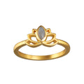 Cultivate Truth Lotus Labradorite Ring showcasing an elegant lotus flower design, symbolizing new beginnings and adorned with a labradorite stone, embodying spiritual jewelry and meaningful charm for meditation and manifestation.