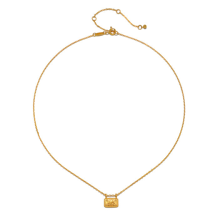 Dawn of Renewal Lotus Necklace elegantly displayed, representing spiritual jewelry with a delicate lotus flower pendant, perfect for meditation, manifestation, and meaningful charm.