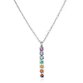 Divine Alignment Gemstone Chakra Silver Necklace featuring seven colorful gemstones representing the chakras, ideal for spiritual jewelry, meditation gifts, and symbolic meaning. Perfect for yoga and manifestation enthusiasts.