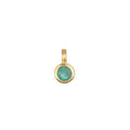 Emerald Bezel Charm in 18kt gold plate, featuring a vivid emerald gemstone, an ideal addition to spiritual jewelry for meditation and meaningful manifestation, embodying protection and personal significance.