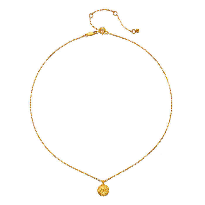 Back view of the Emerging Potential Lotus Necklace, highlighting its adjustable chain and intricate design. This spiritual talisman is perfect for anyone seeking protection and support on their journey toward new beginnings and personal growth.