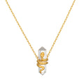 Eternal Spirit Clear Quartz Snake Necklace featuring a gleaming snake symbolizing transformation and clarity, ideal for spiritual jewelry, meditation, and as a meaningful talisman for protection and manifestation.