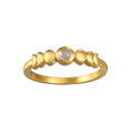 Evolving Goddess Moonstone Ring featuring a golden design with a beautiful 3mm moonstone, embodying spiritual jewelry perfect for meditation, manifestation, and zodiac meanings. This talisman represents nourishment and protection, connecting with lunar energy.