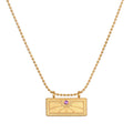 February Amethyst Sunburst Birthstone Tablet Necklace featuring a stunning sunburst design and an amethyst stone, this spiritual jewelry piece symbolizes vitality and peace. Ideal for meditation and protection, it serves as a meaningful talisman for yoga enthusiasts and those interested in zodiac meanings and manifestation.
