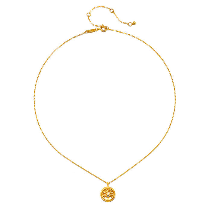 A close-up of the Firmly Rooted White Topaz Tree of Life Necklace emphasizing its intricate pendant. This meaningful talisman is designed for those seeking spiritual growth, meditation, and protection, while enhancing clarity and manifestation in their daily lives.