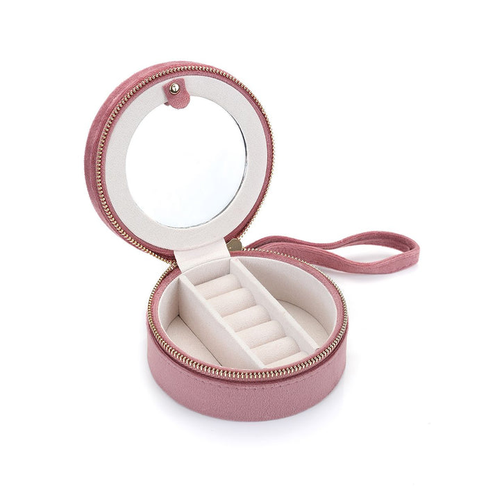 For the Journey Travel Jewelry Case opens to reveal a soft interior with compartments, perfect for organizing spiritual jewelry, including malas and talismans, supporting your meditation and manifestation practices.