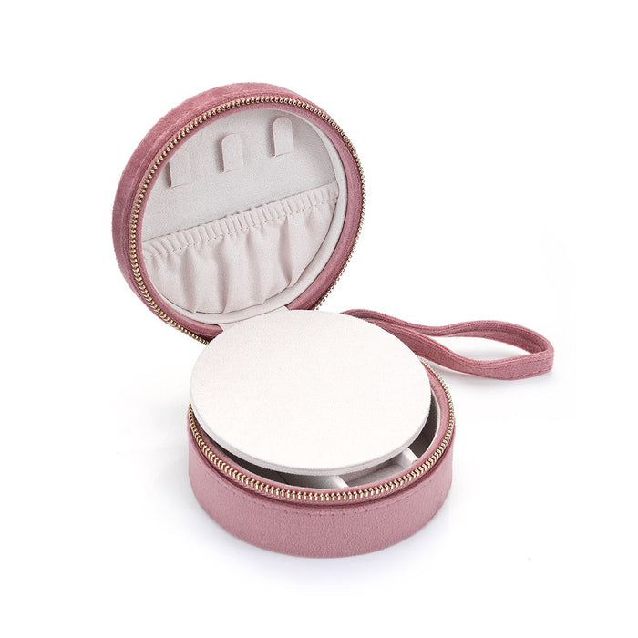 Inside the For the Journey Travel Jewelry Case, showcasing a mirror and compartments, ideal for organizing your spiritual jewelry and charms, while traveling and reflecting on your sun and moon energies.