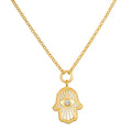Gaining Clarity White Topaz and Mother of Pearl Hamsa Reversible Necklace showcased elegantly, representing spiritual jewelry and protection. This meaningful piece enhances meditation and manifestation, embodying the essence of a talisman for yoga enthusiasts and anyone seeking clarity in their zodiac journey.