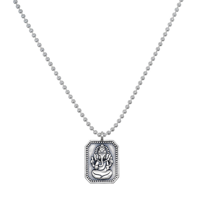 Ganesha Hindu God, Bestower of Good Fortune Necklace featuring a detailed pendant of Ganesha on a sterling silver chain, perfect for enhancing your spiritual journey in meditation and as a meaningful talisman for protection and manifestation.