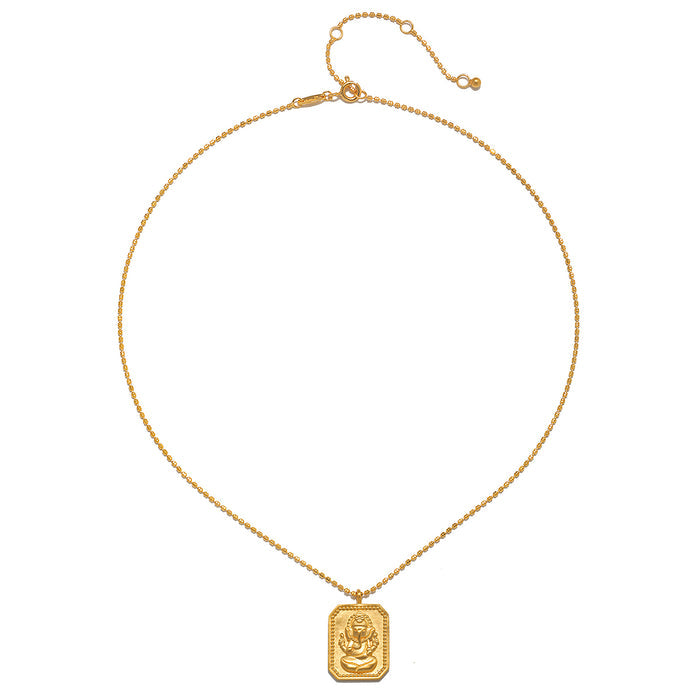 Elegant Ganesha Hindu God, Bestower of Good Fortune Necklace displayed on a simple backdrop, highlighting its spiritual jewelry essence. A perfect talisman for those focused on yoga, meditation, and meaningful manifestations in life.