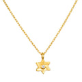 Guiding Faith White Topaz Star of David Necklace featuring an 18kt gold plate design and a sparkling white topaz, ideal for spiritual jewelry, meditation, and as a meaningful talisman for protection and manifestation.