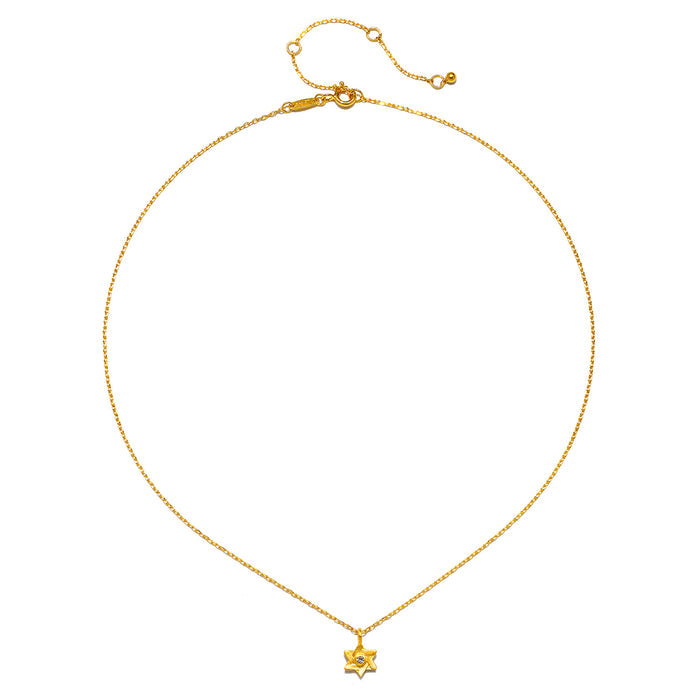 Back view of the Guiding Faith White Topaz Star of David Necklace revealing its adjustable chain design, suitable for spiritual practices and the symbolism of protection and manifestation.