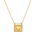 Heart Centered Gold Necklace featuring a stylish 18kt gold plated pendant with a heart motif, embodying love and compassion, perfect for spiritual jewelry, meditation, and meaningful occasions.