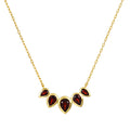 Ignite Strength Garnet Petal Necklace featuring five garnet lotus petals set in 18kt gold plate, a beautiful piece of spiritual jewelry symbolizing grounding energy and transformation, perfect for meditation and manifestation.