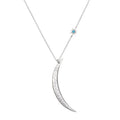 Illuminated Path Silver Moon Necklace featuring a hammered crescent moon design, complemented by a turquoise star charm, symbolizing spiritual jewelry, meditation, and protection, perfect for yoga and meaningful manifestation.