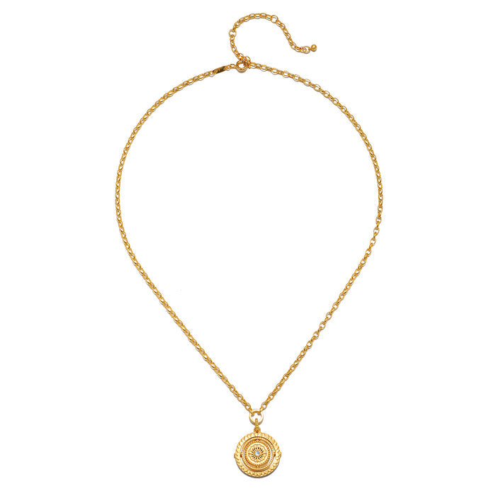 Stunning view of the Infinite Devotion White Topaz Spinner Mandala Necklace showcasing its intricate pendant, representing spirituality, protection, and the essence of the sun and moon, perfect for meditation and meaningful manifestation.