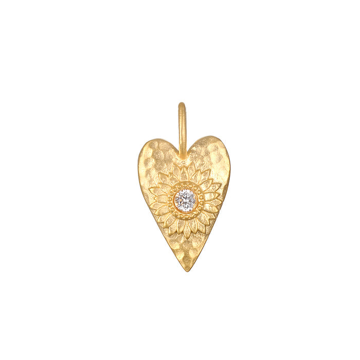 Infinitely Loved Heart Charm pendant in 18kt gold plate, featuring a lotus flower design and a sparkling white topaz, symbolizing clarity and creativity. This spiritual jewelry piece is perfect for meditation and manifestation, embodying love and protection, making it a meaningful talisman for yoga enthusiasts and those exploring zodiac influences.