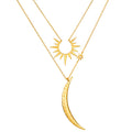 Intention of Inspiration Necklace Set featuring a delicate sun and crescent moon designs, symbolizing spiritual jewelry for meditation and meaningful manifestation. This elegant talisman is perfect for enhancing your yoga and protection practices by connecting with celestial energies.