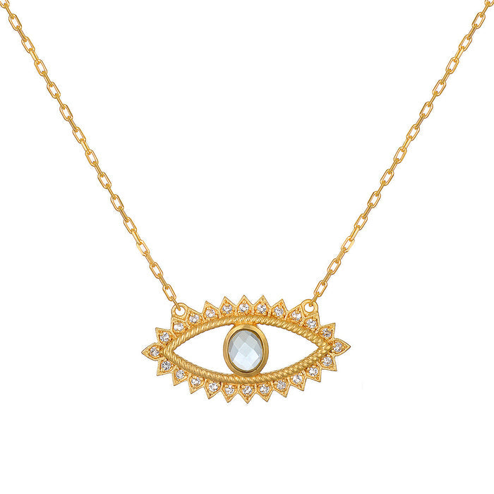 Close-up of the eye pendant from the Intention of Protection Necklace Set, depicting the intricate design that serves as a talisman for spiritual protection and meaningful manifestation.