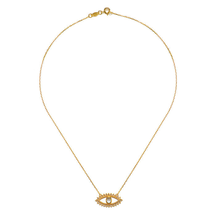 Elegant eye pendant necklace from the Intention of Protection Necklace Set, showcasing its details as a piece of spiritual jewelry meant for protection and inner peace in yoga and meditation practices.