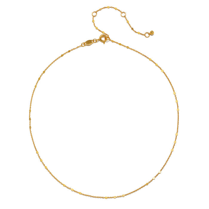 Gold-toned chain necklace with textured links and adjustable clasp closure.