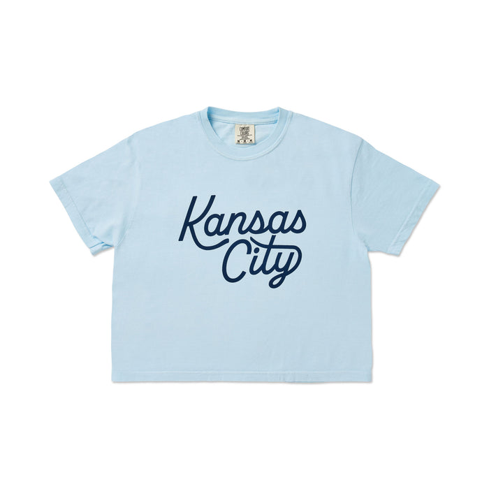 Kansas City Script Powder Blue Cropped Tee, Carly Rae