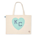 KC Heart Natural Tote Teal/Navy, Sandlot Goods