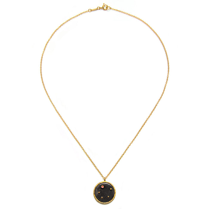 Libra Zodiac Necklace displayed flat, highlighting its intricate design and craftsmanship. This meaningful jewelry piece is perfect for spiritual practices, yoga, and as a sacred amulet.