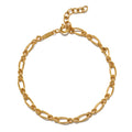 Gold-tone chain bracelet with alternating oval and round links, adjustable closure with extension chain.