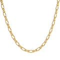 Gold-toned chain necklace with alternating oval and circular linked segments.