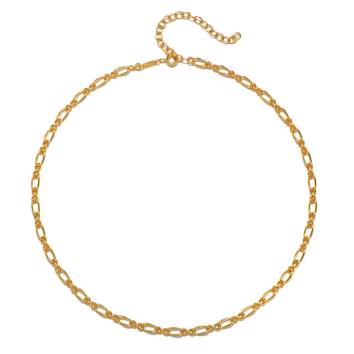 Gold-toned chain necklace with oval link design and adjustable length with lobster clasp closure.