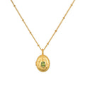 Lotus Peridot Birthstone Locket Necklace - August displayed elegantly on a white background, symbolizing new beginnings and meaningful connections in spiritual jewelry, ideal for meditation and manifestation.