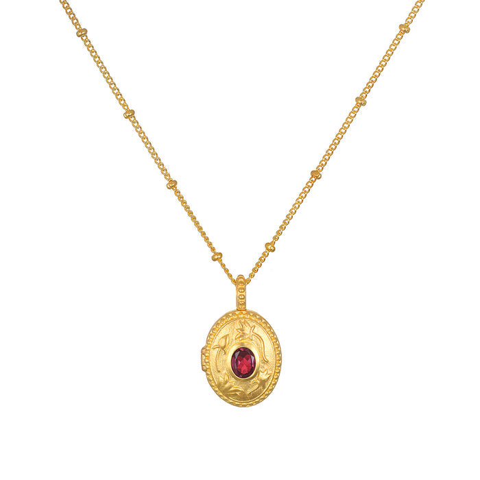Lotus Pink Tourmaline Birthstone Locket Necklace - October displayed on a neutral background, showcasing the intricate design and faceted pink tourmaline gemstone, embodying spiritual jewelry, protection, and meaningful charm for meditation and self-discovery.