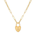 Love Everlasting Padlock Heart Necklace featuring a heart-shaped padlock charm adorned with a sparkling white topaz, representing spiritual jewelry and a meaningful talisman for love and manifestation.