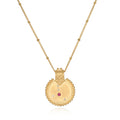 Mandala Zodiac Cancer Ruby Necklace, a beautiful piece of spiritual jewelry that symbolizes the nurturing qualities of Cancer. This meaningful talisman features a vibrant ruby pendant, perfect for enhancing meditation and manifestation practices. Ideal for those who resonate with zodiac signs, this necklace aligns with energies of protection and the balance of sun and moon during yoga.