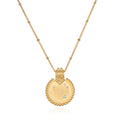 Mandala Zodiac Leo Peridot Necklace showcasing intricate design and radiant gold plating, perfect for spiritual jewelry, meditation, and as a protective talisman. This zodiac-themed necklace embodies the energy of the sun and is meaningful for those practicing yoga and manifestation.