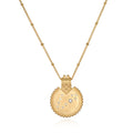 Mandala Zodiac Pisces Aquamarine Necklace featuring a beautiful gold-plated design with symbolic elements, perfect for those seeking spiritual jewelry, meditation gifts, and meaningful manifestations. This protective amulet resonates with the energy of the Pisces zodiac, making it an ideal choice for yoga and mantra practices.