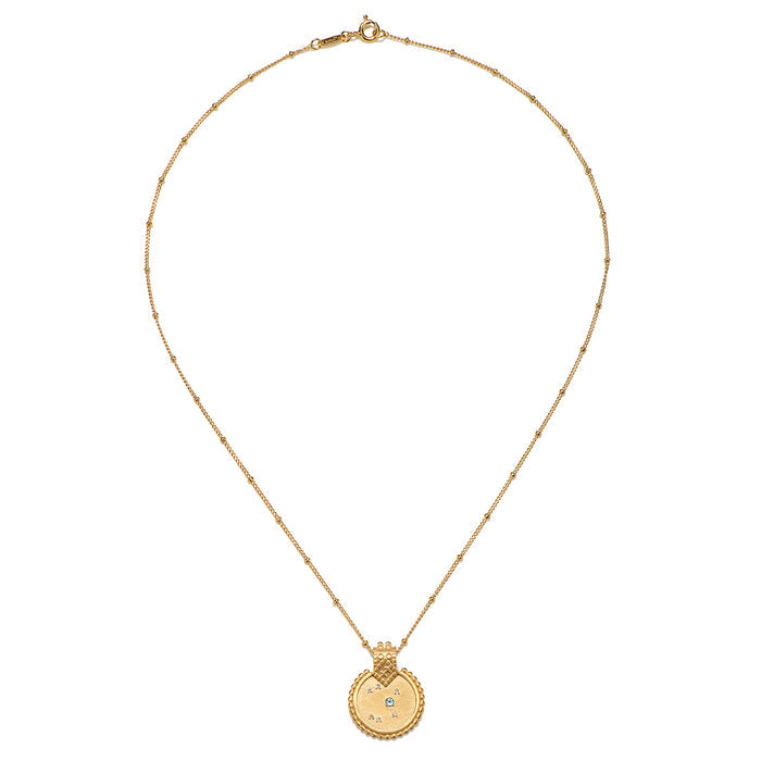 Mandala Zodiac Sagittarius Blue Topaz Necklace, a beautiful piece of spiritual jewelry designed to enhance meditation and serve as a talisman for Sagittarius individuals, embodying meanings of protection and manifestation, perfect for yoga and spiritual practices.